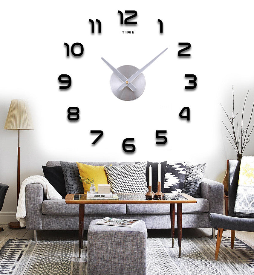 Large DIY Acrylic Mirror Wall Clock — Modern Nordic Home Decor