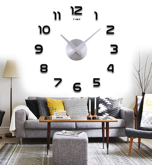 Large DIY Acrylic Mirror Wall Clock — Modern Nordic Home Decor