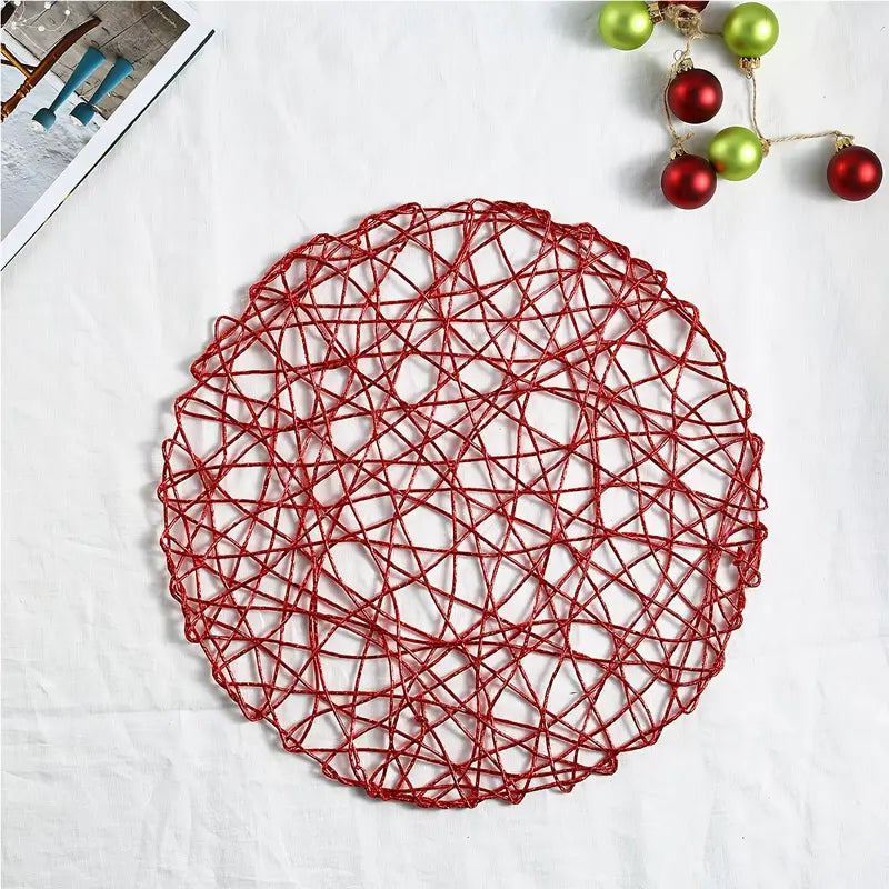 Round Woven Metallic Foil Placemats (1pc)