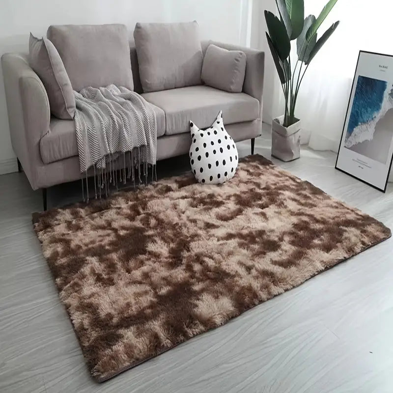 Tie Dye Plush Fabric Rectangle Floor Mat, 47.24x62.99in