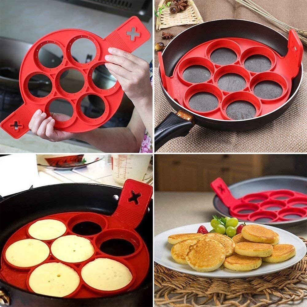 Máquina para hacer panqueques con 7 cavidades redondas