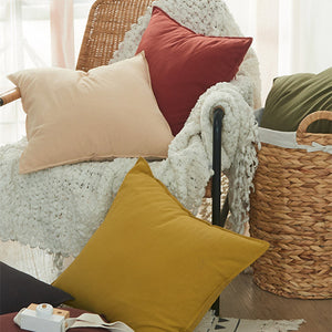 Almohada de algodón lavado de estilo retro en color liso