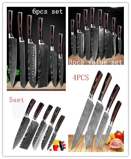 Pro Chef Knife Set — 6 or 8 Piece Kitchen Collection