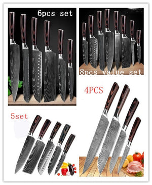 Pro Chef Knife Set — 6 or 8 Piece Kitchen Collection