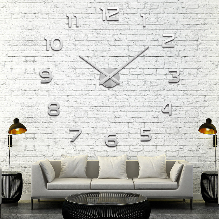 Large DIY Acrylic Mirror Wall Clock — Modern Nordic Home Decor