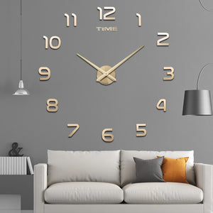 Large DIY Acrylic Mirror Wall Clock — Modern Nordic Home Decor