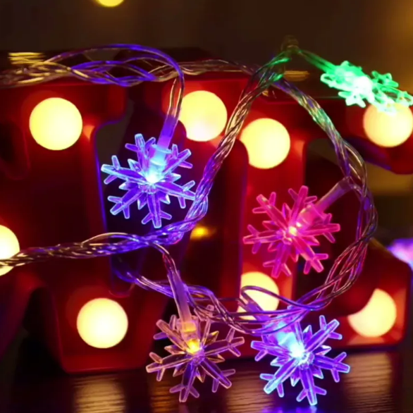 Schneeflocken Lichterkette für Winter- & Weihnachtsdekoration