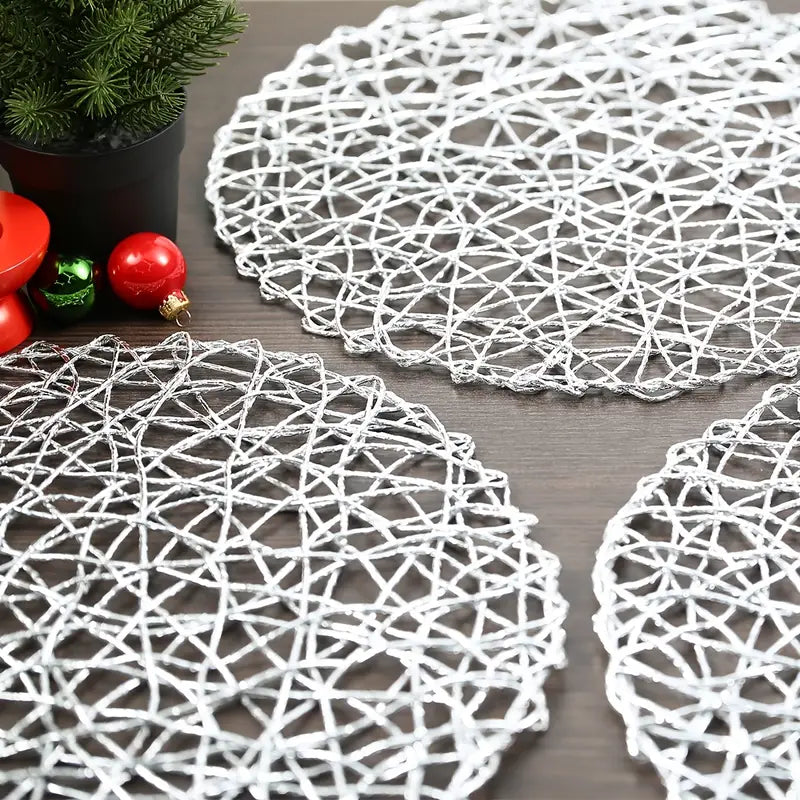 Round Woven Metallic Foil Placemats (1pc)
