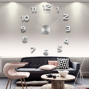 Large DIY Acrylic Mirror Wall Clock — Modern Nordic Home Decor