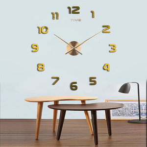 Large DIY Acrylic Mirror Wall Clock — Modern Nordic Home Decor