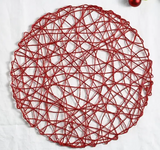 Round Woven Metallic Foil Placemats — Heat-Resistant Table Décor