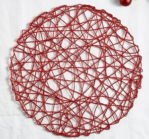 Round Woven Metallic Foil Placemats — Heat-Resistant Table Décor
