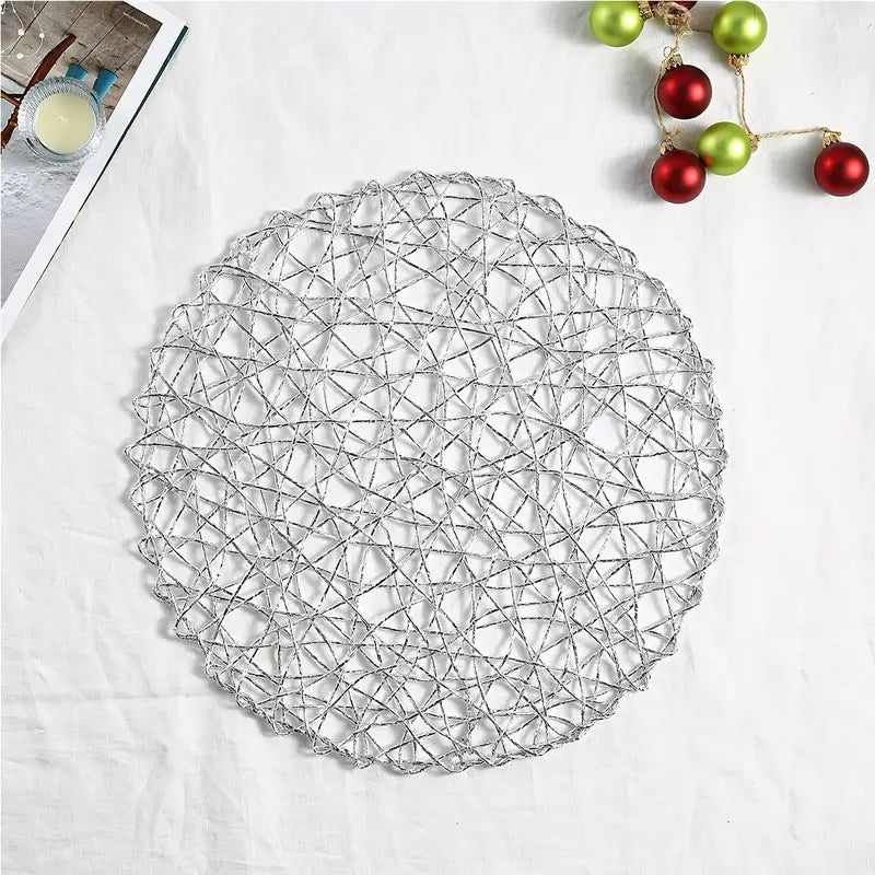Round Woven Metallic Foil Placemats (1pc)
