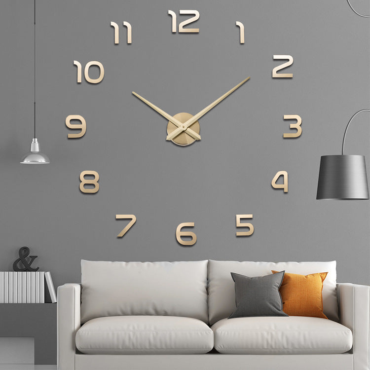 Large DIY Acrylic Mirror Wall Clock — Modern Nordic Home Decor