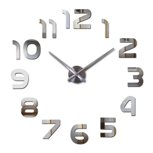 Large DIY Acrylic Mirror Wall Clock — Modern Nordic Home Decor