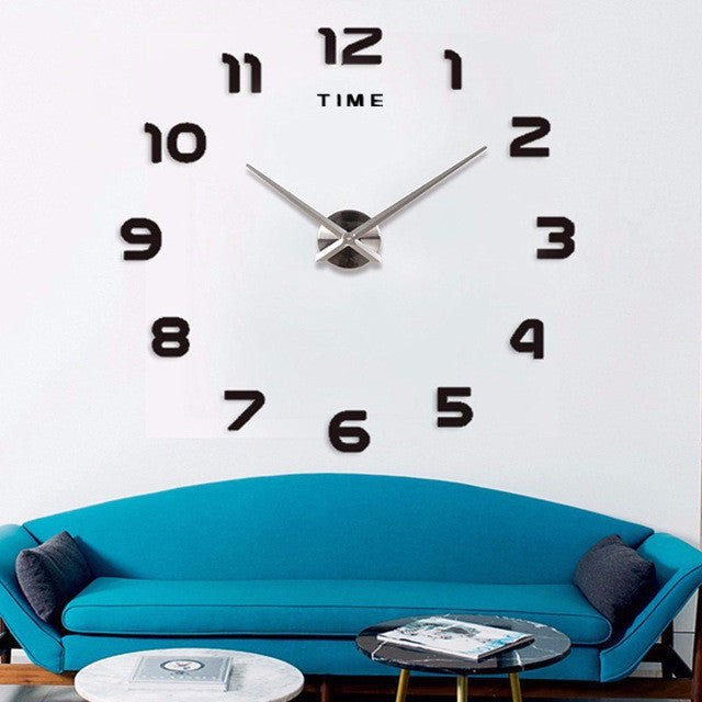 Large DIY Acrylic Mirror Wall Clock — Modern Nordic Home Decor