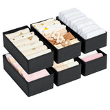 DIMJ Drawer Organizer Clothes - Underwear Organizer Small Sock Organizer Closet Organizers and Storage Box Dresser OrganizerDrawer Dividers for Baby ClothesBraSocks Belt Tie Set of 6Black