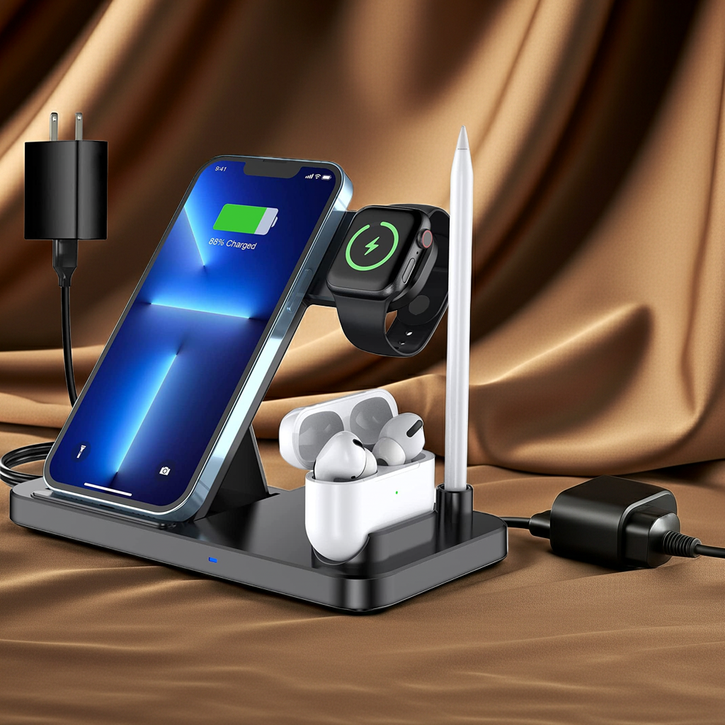 3-in-1 Wireless Charging Station — Charge Phone, Watch & Earbuds Together