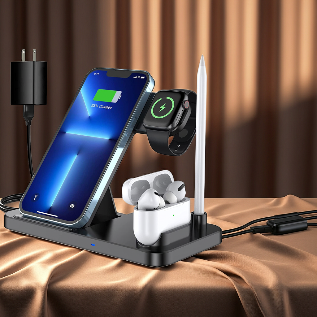 3-in-1 Wireless Charging Station — Charge Phone, Watch & Earbuds Together