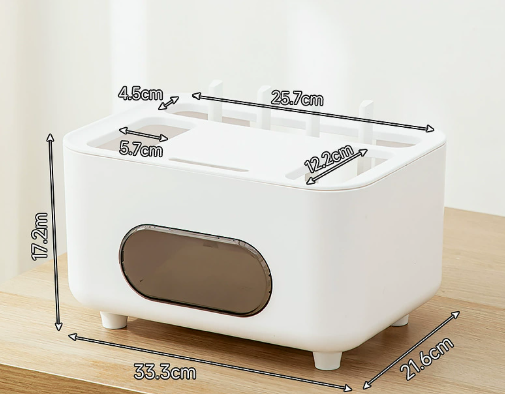 Caja de almacenamiento y organizador de cables con protección para la regleta