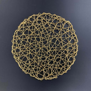 Round Woven Metallic Foil Placemats — Heat-Resistant Table Décor