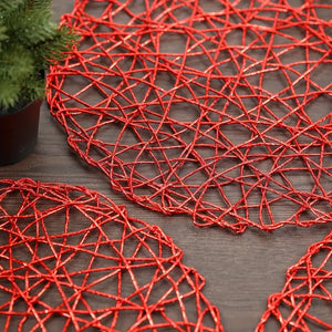 Round Woven Metallic Foil Placemats — Heat-Resistant Table Décor