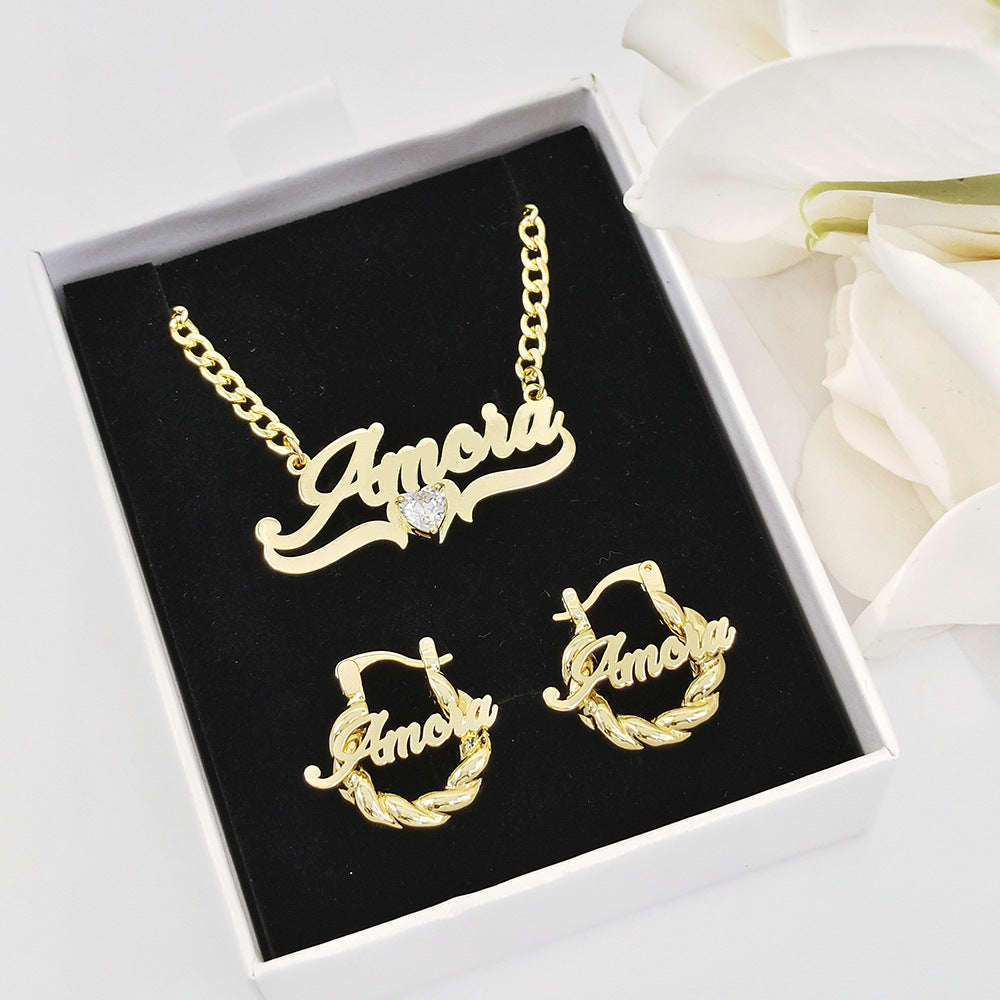 Collar con nombre personalizado DIY con piedra de nacimiento en forma de corazón