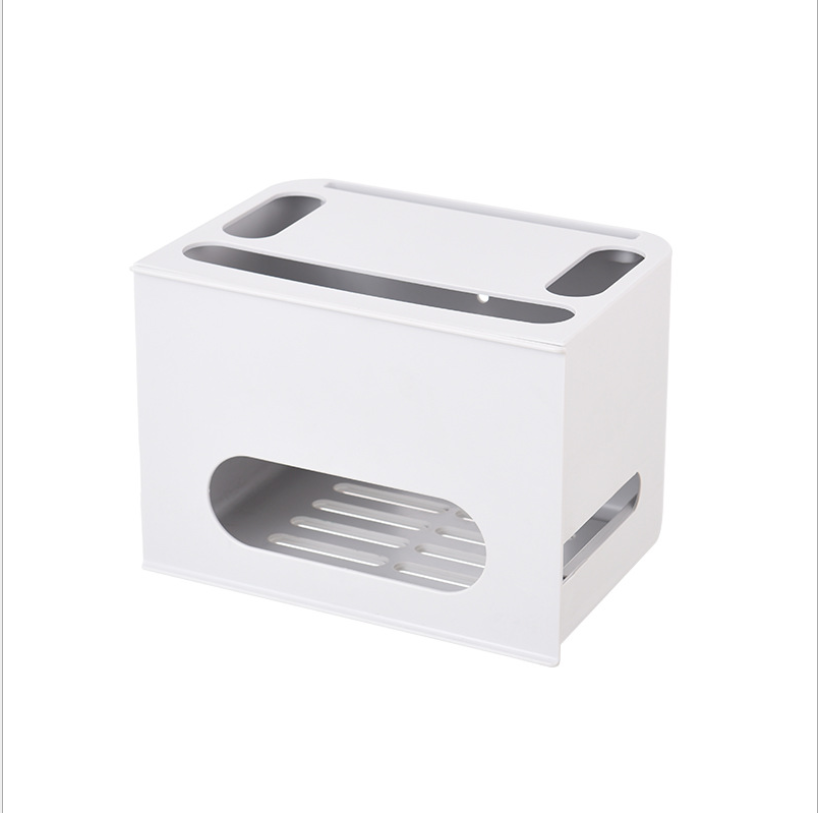 Caja de almacenamiento y organizador de cables con protección para la regleta