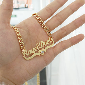 Collar con nombre personalizado DIY con piedra de nacimiento en forma de corazón