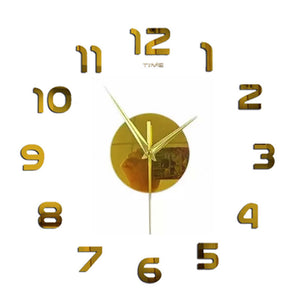 Large DIY Acrylic Mirror Wall Clock — Modern Nordic Home Decor