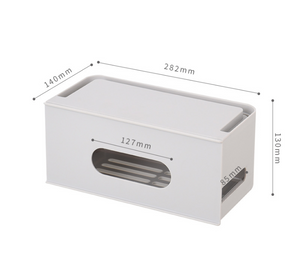 Caja de almacenamiento y organizador de cables con protección para la regleta