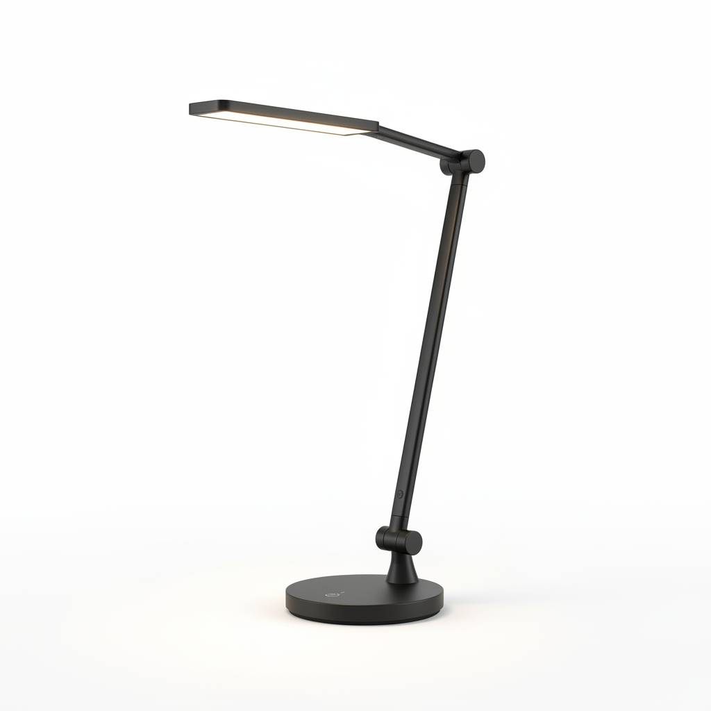 LED adjustable desk lamp on white background